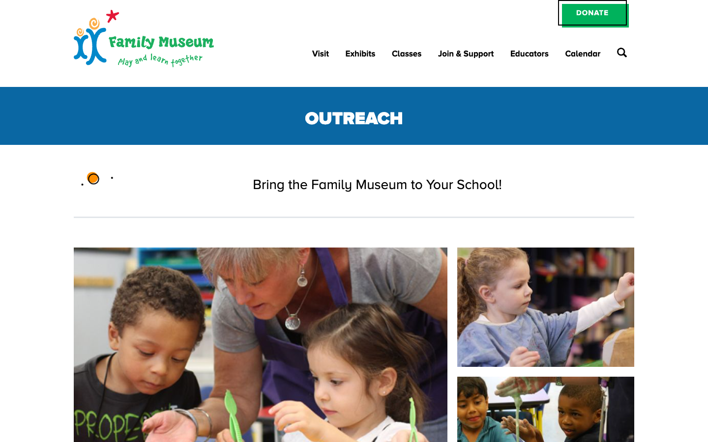 Screenshot of Family Museum Outreach