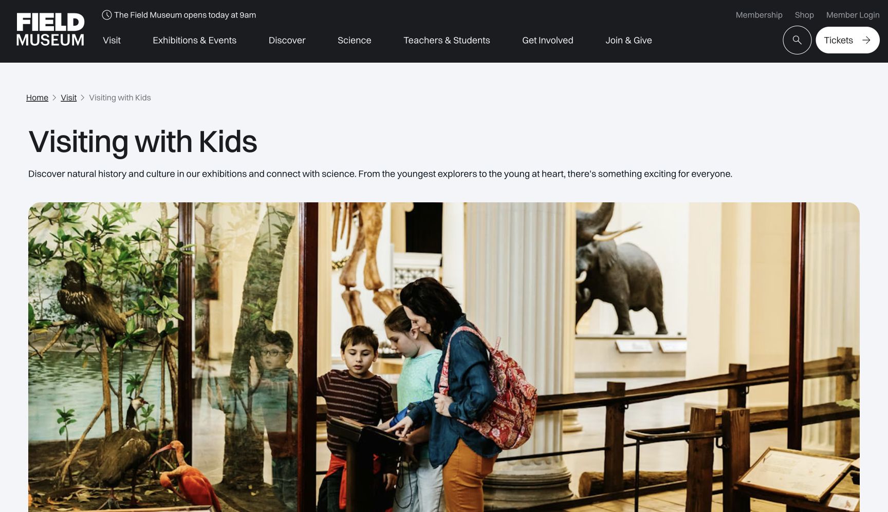 Screenshot of Field Museum Visiting with Kids