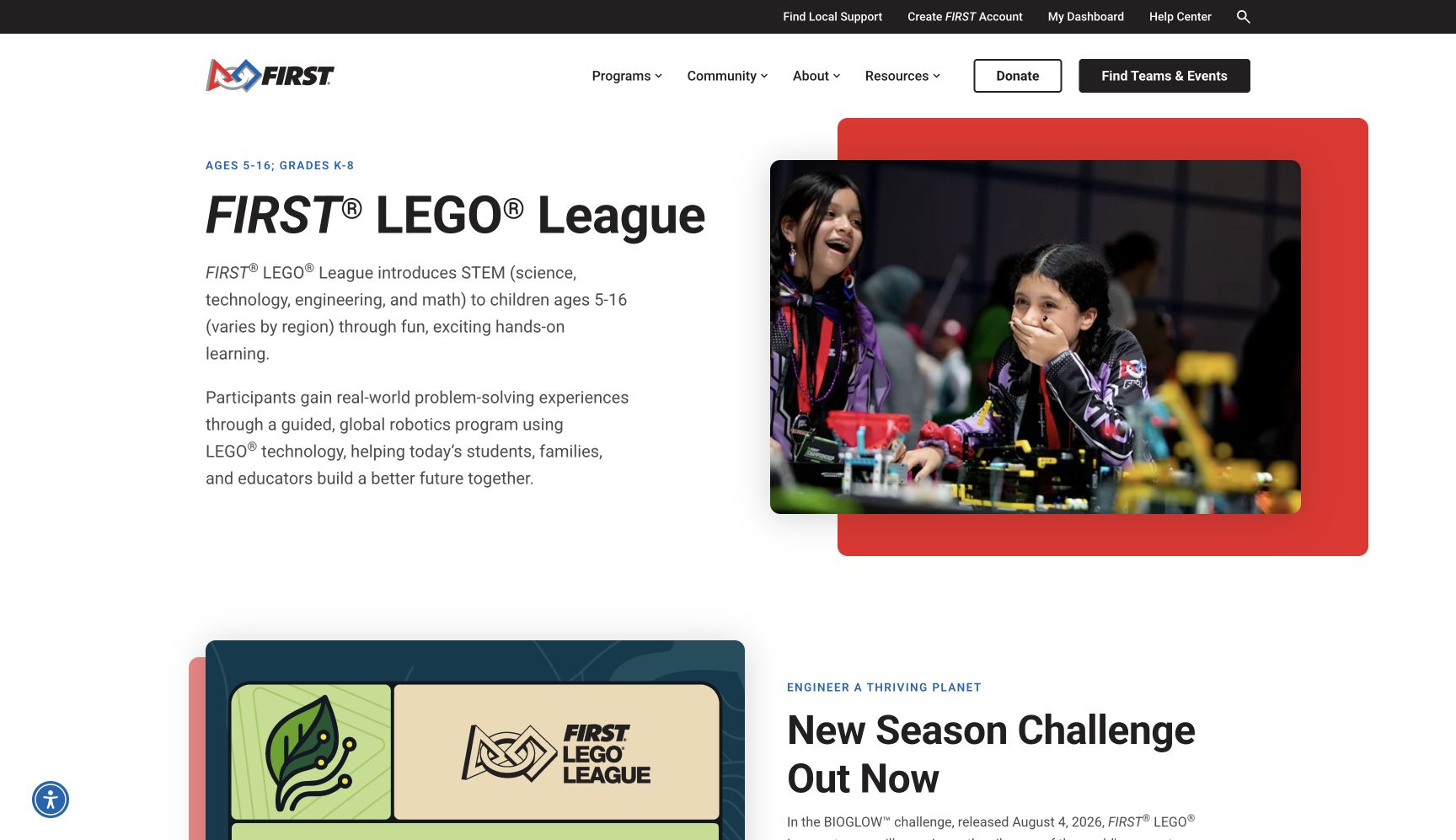 Screenshot of FIRST LEGO League