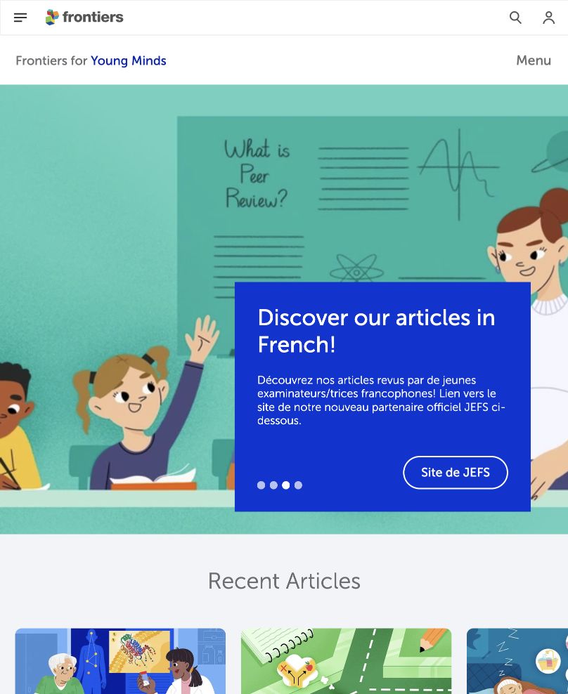 Screenshot of Frontiers for Young Minds