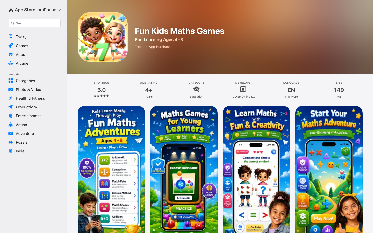 Screenshot of Fun Kids Maths Games
