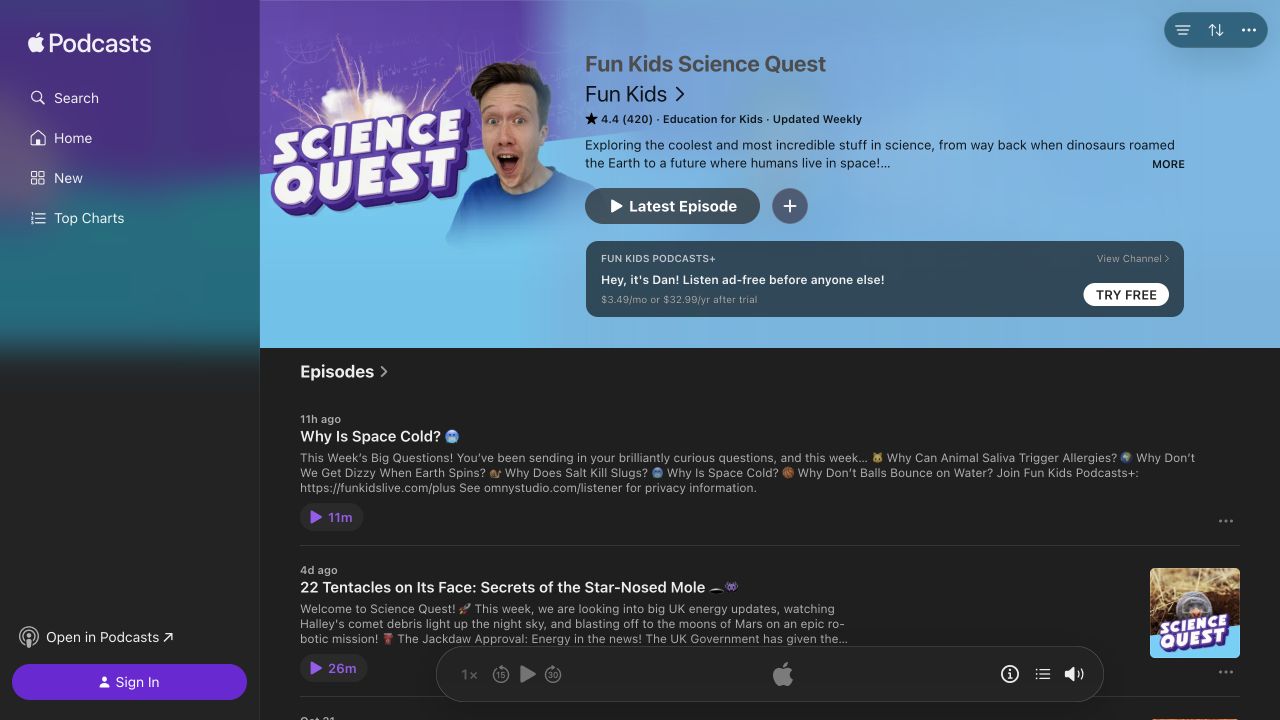 Screenshot of Fun Kids Science Quest