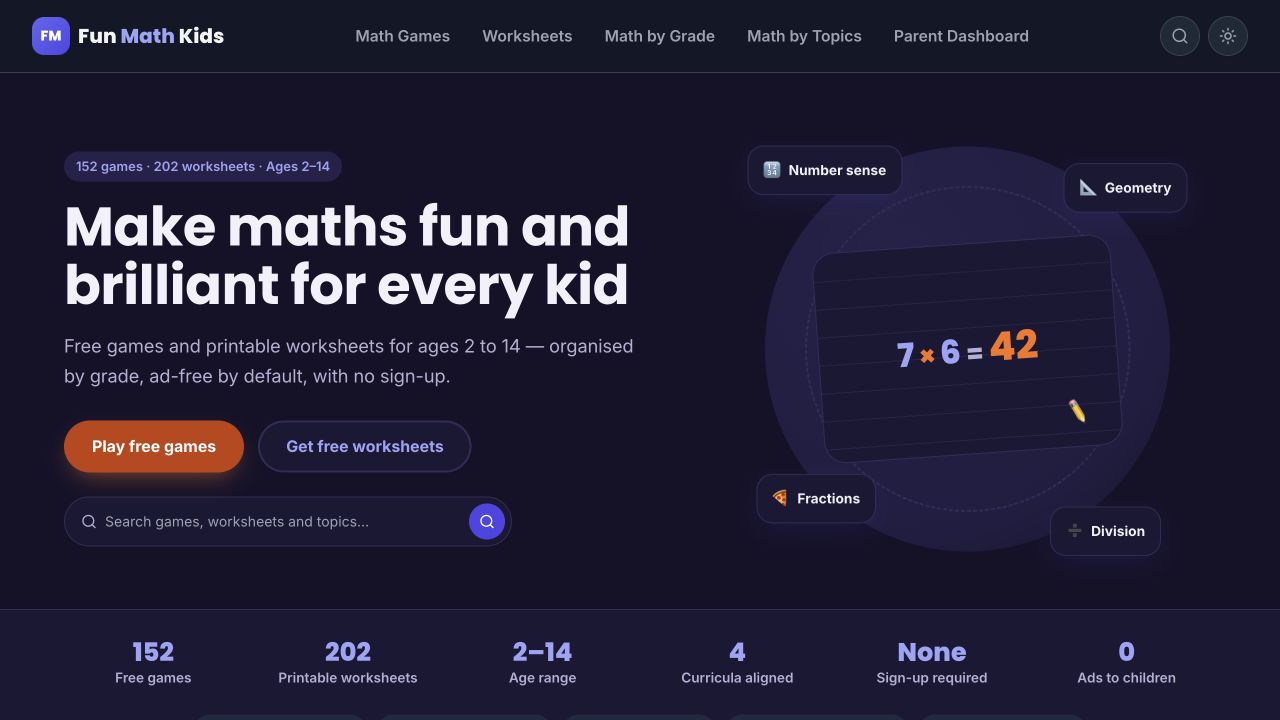 Screenshot of Fun Math Kids