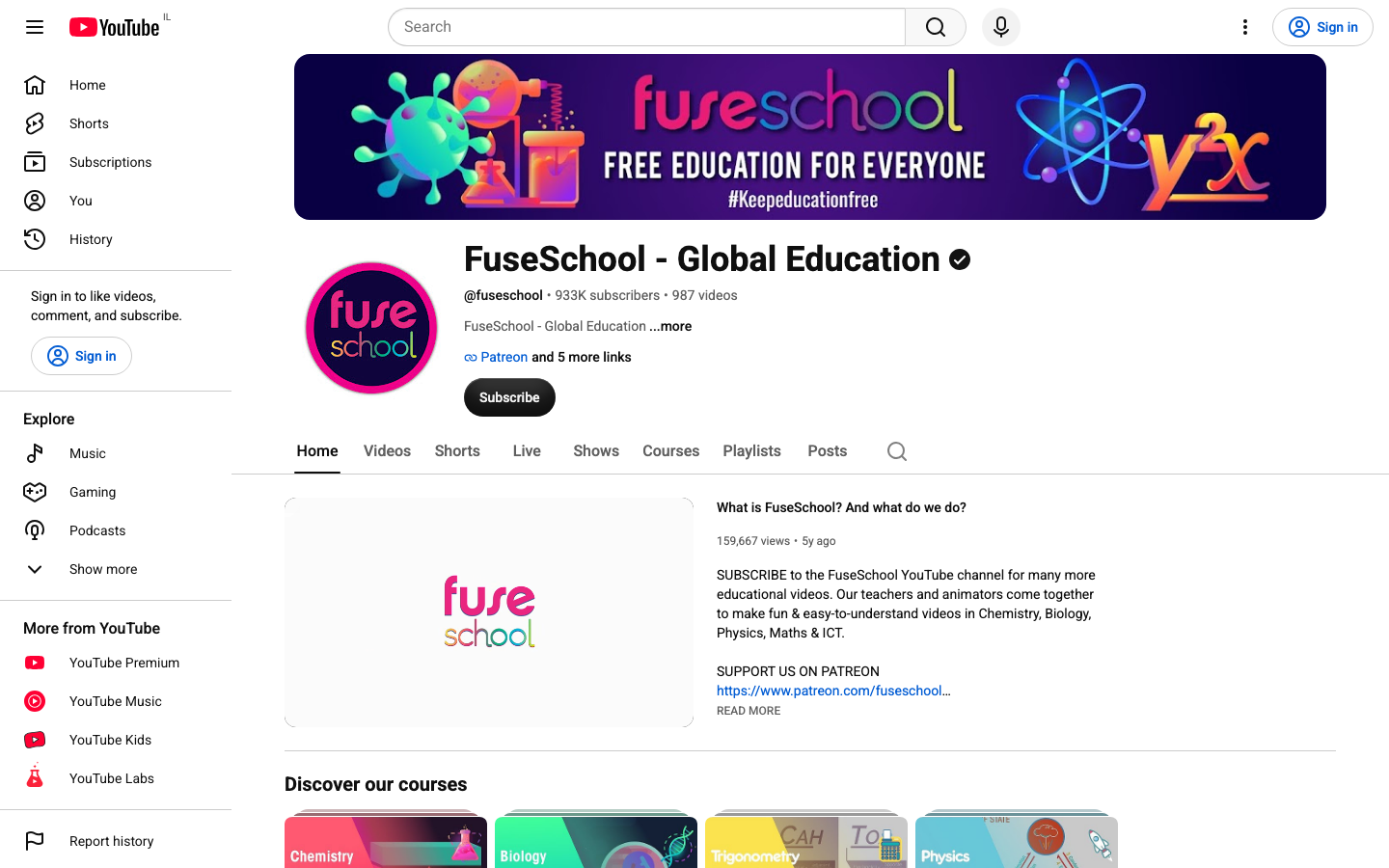 Screenshot of FuseSchool