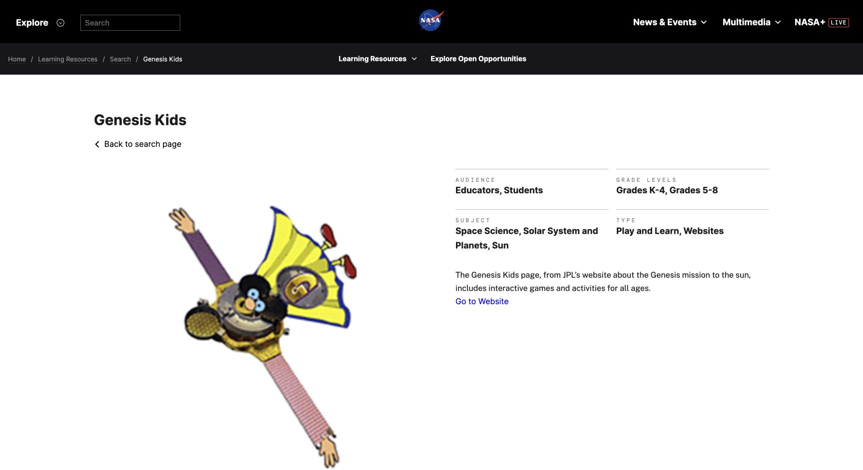 Screenshot of Genesis Kids