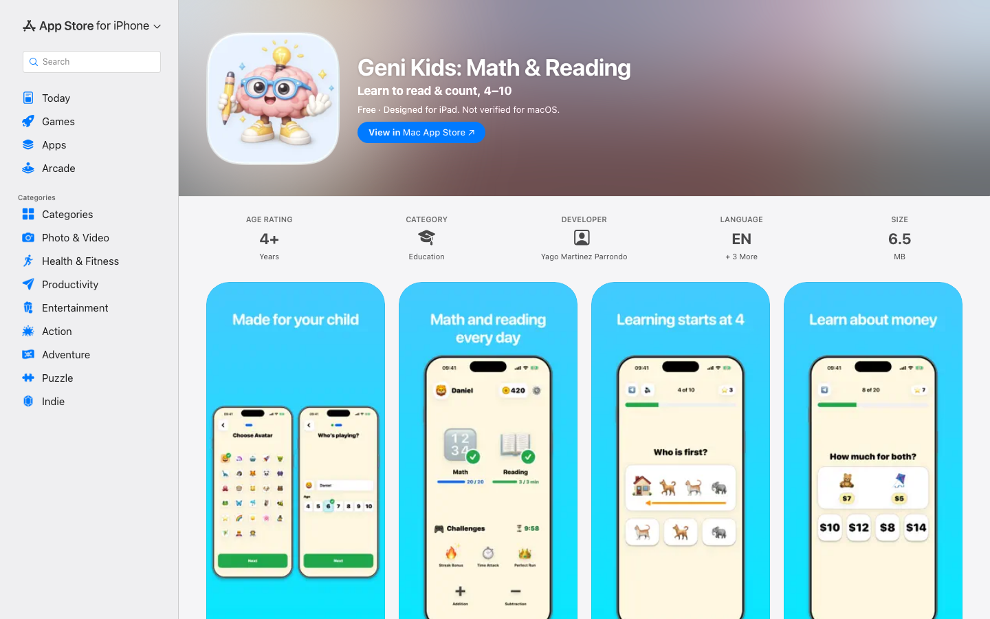Screenshot of Geni Kids