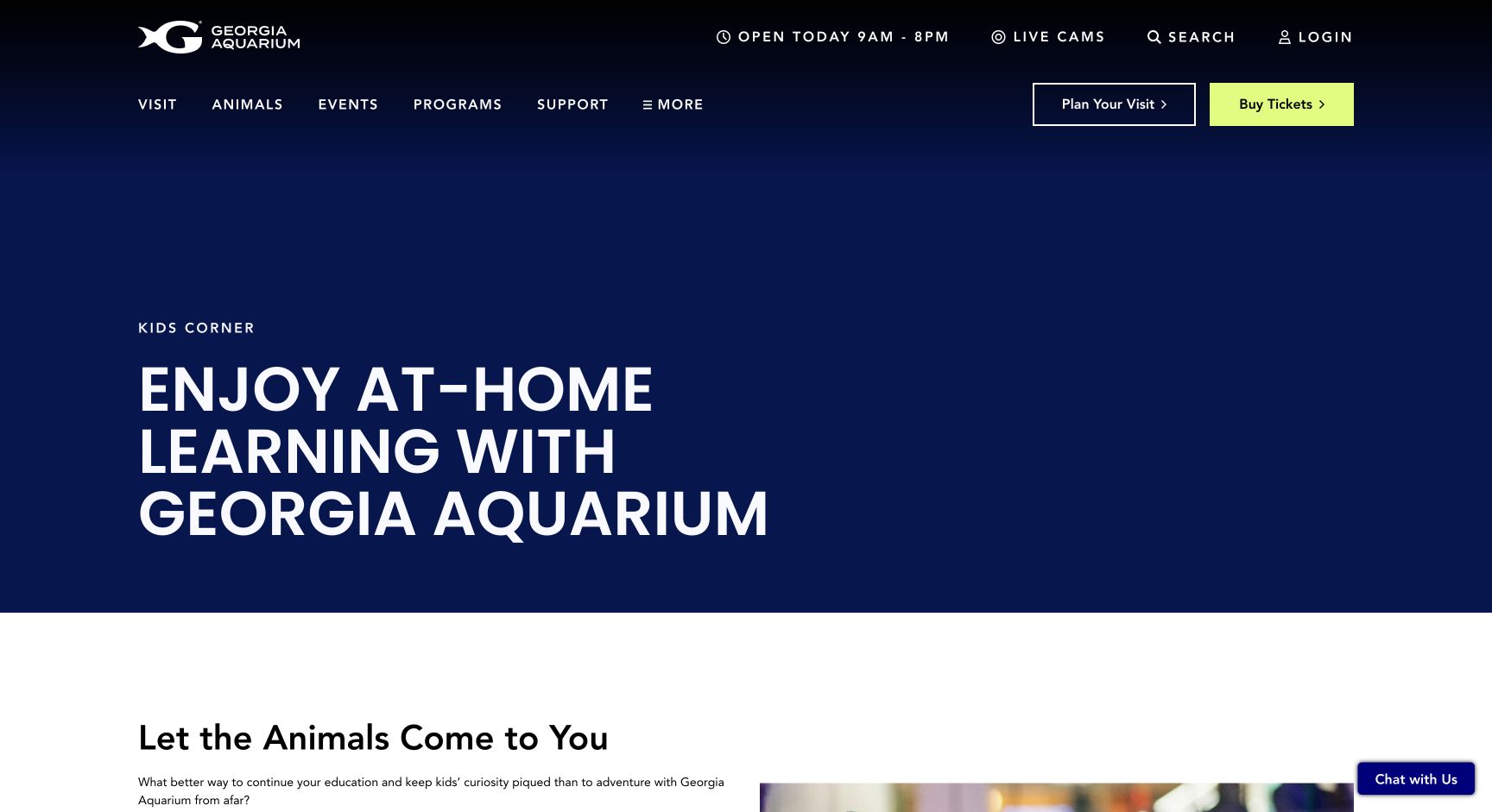Screenshot of Georgia Aquarium At-Home Learning