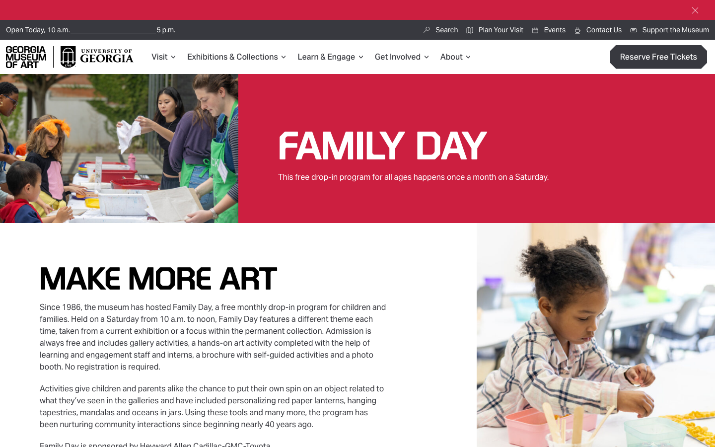 Screenshot of Georgia Museum of Art Family Day