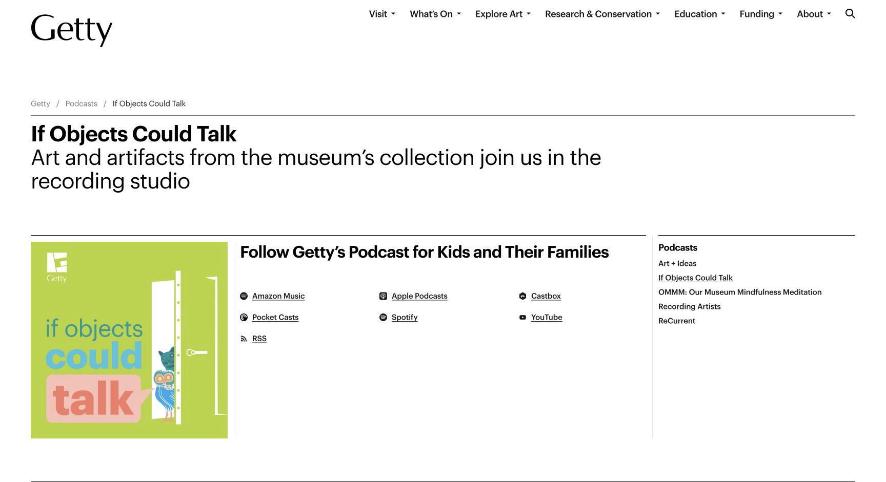 Screenshot of Getty If Objects Could Talk