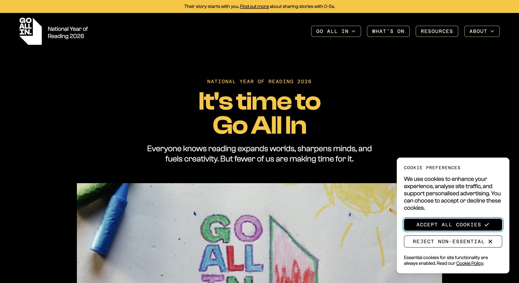 Screenshot of Go All In: National Year of Reading 2026