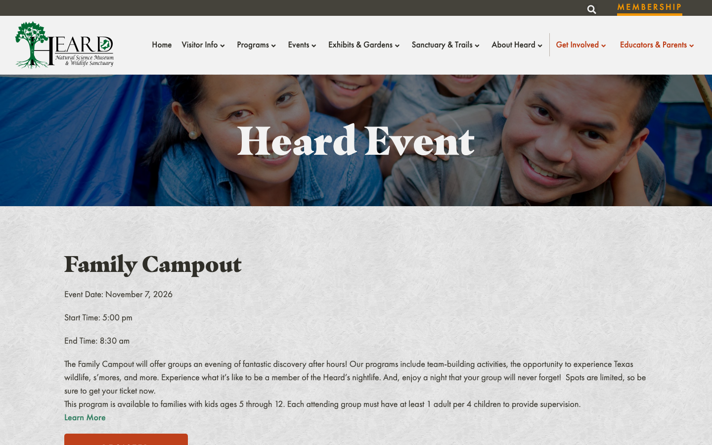 Screenshot of Heard Museum Family Campout