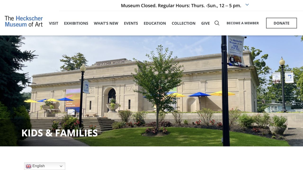 Screenshot of Heckscher Museum Kids & Families
