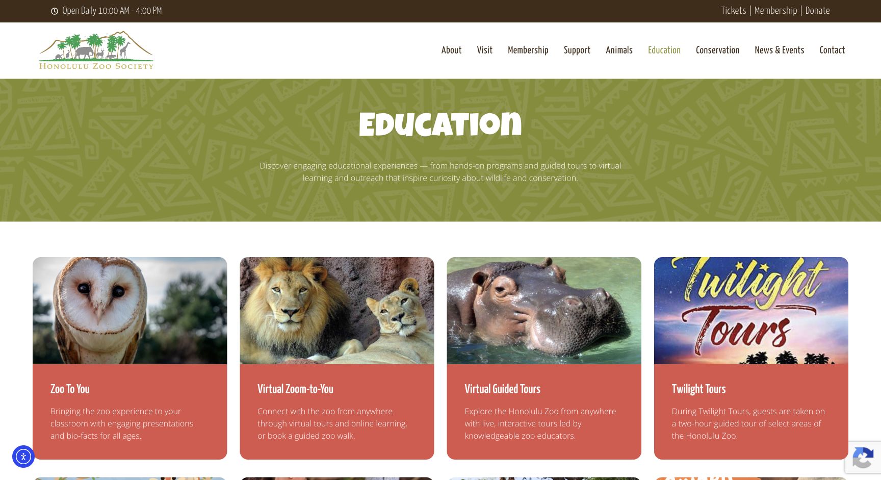 Screenshot of Honolulu Zoo Education