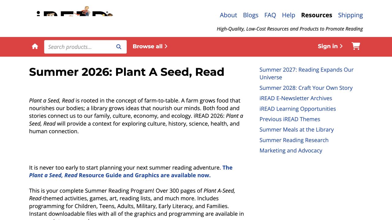 Screenshot of iREAD Summer 2026: Plant a Seed, Read