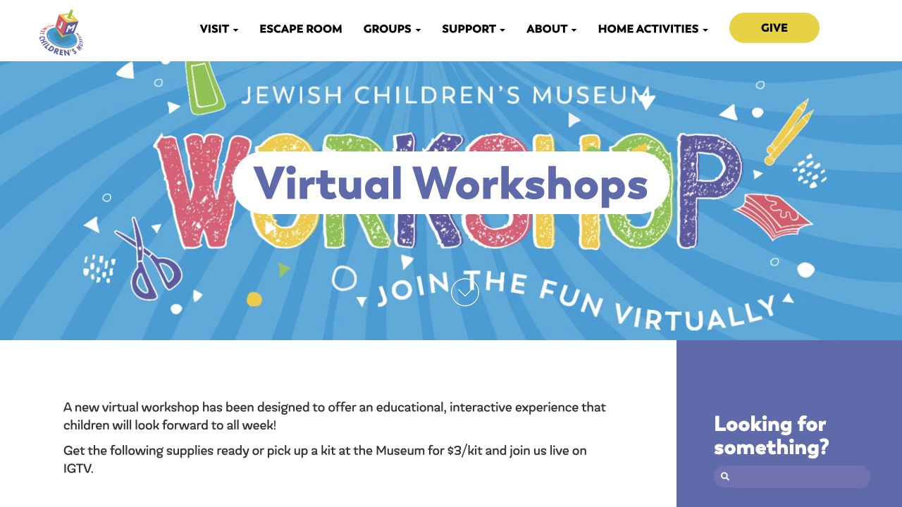 Screenshot of Jewish Children’s Museum Virtual Workshops
