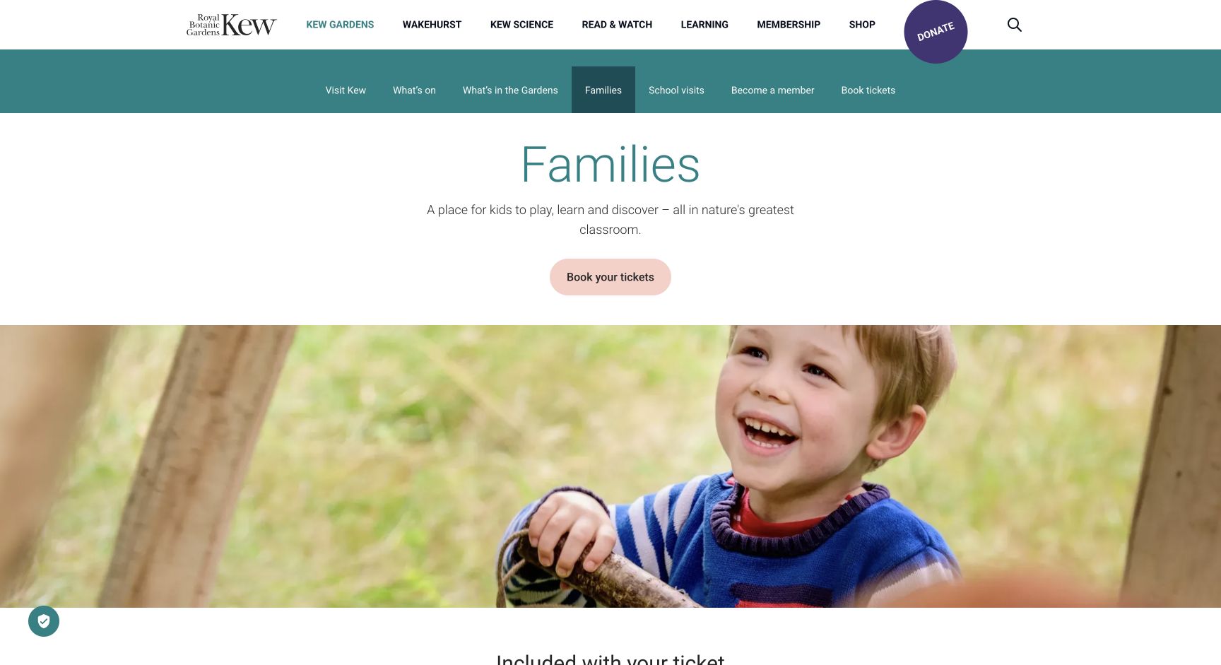 Screenshot of Royal Botanic Gardens Kew Families