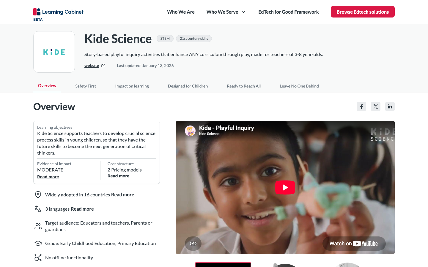 Screenshot of Kide Science