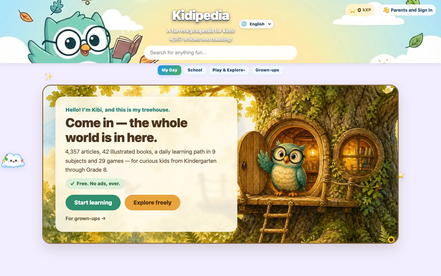 Screenshot of Kidipedia