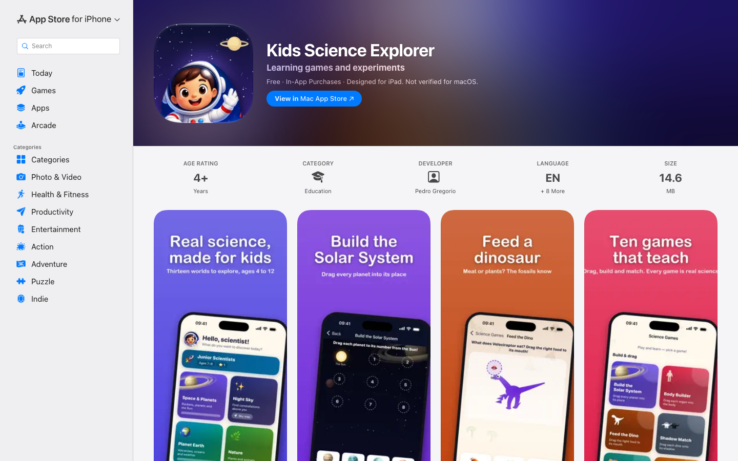 Screenshot of Kids Science Explorer