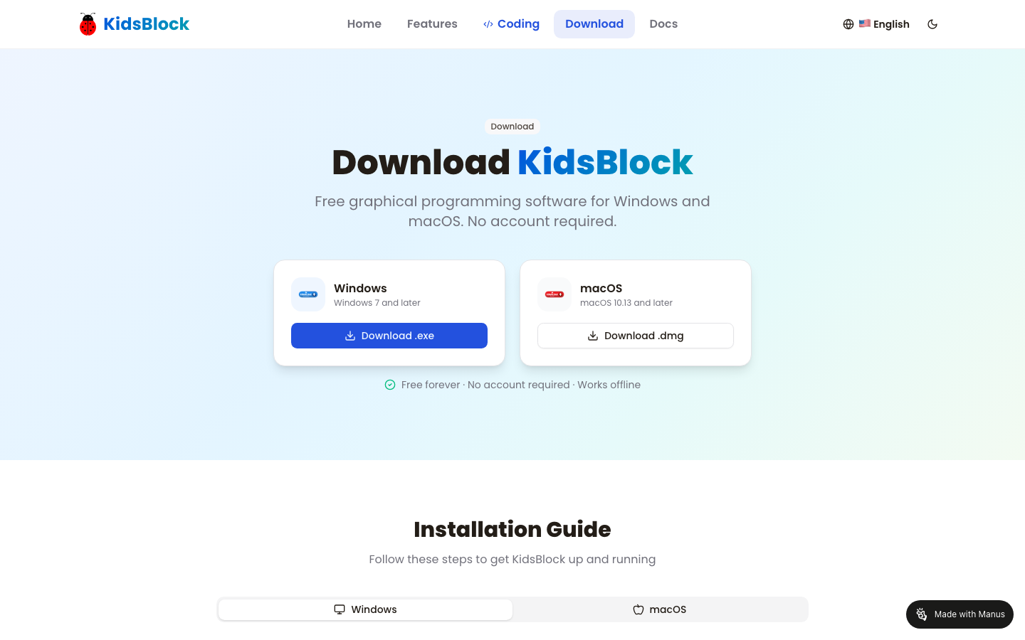 Screenshot of KidsBlock