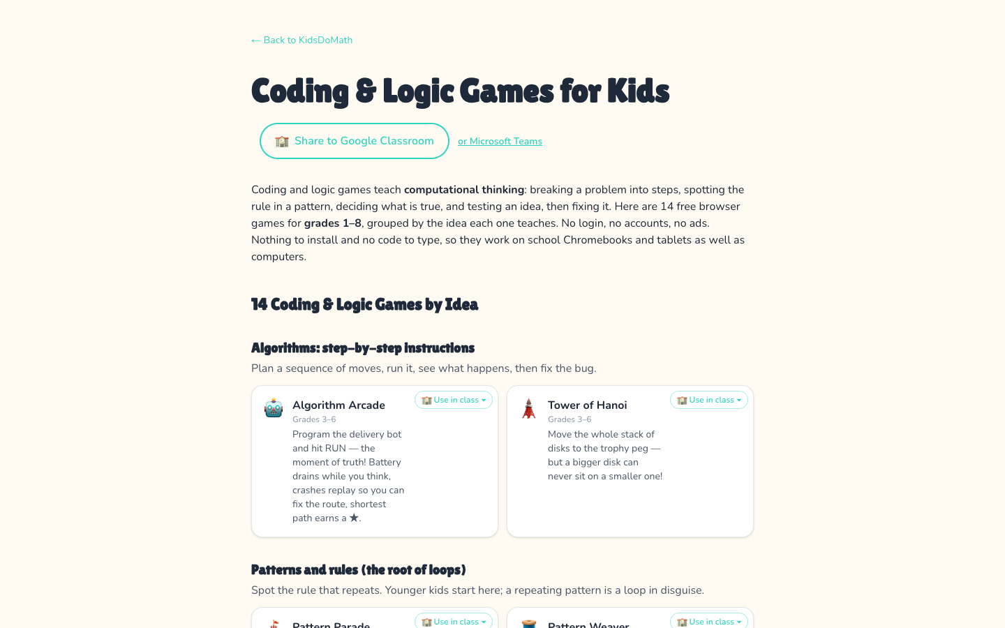 Screenshot of KidsDoMath Coding and Logic Games