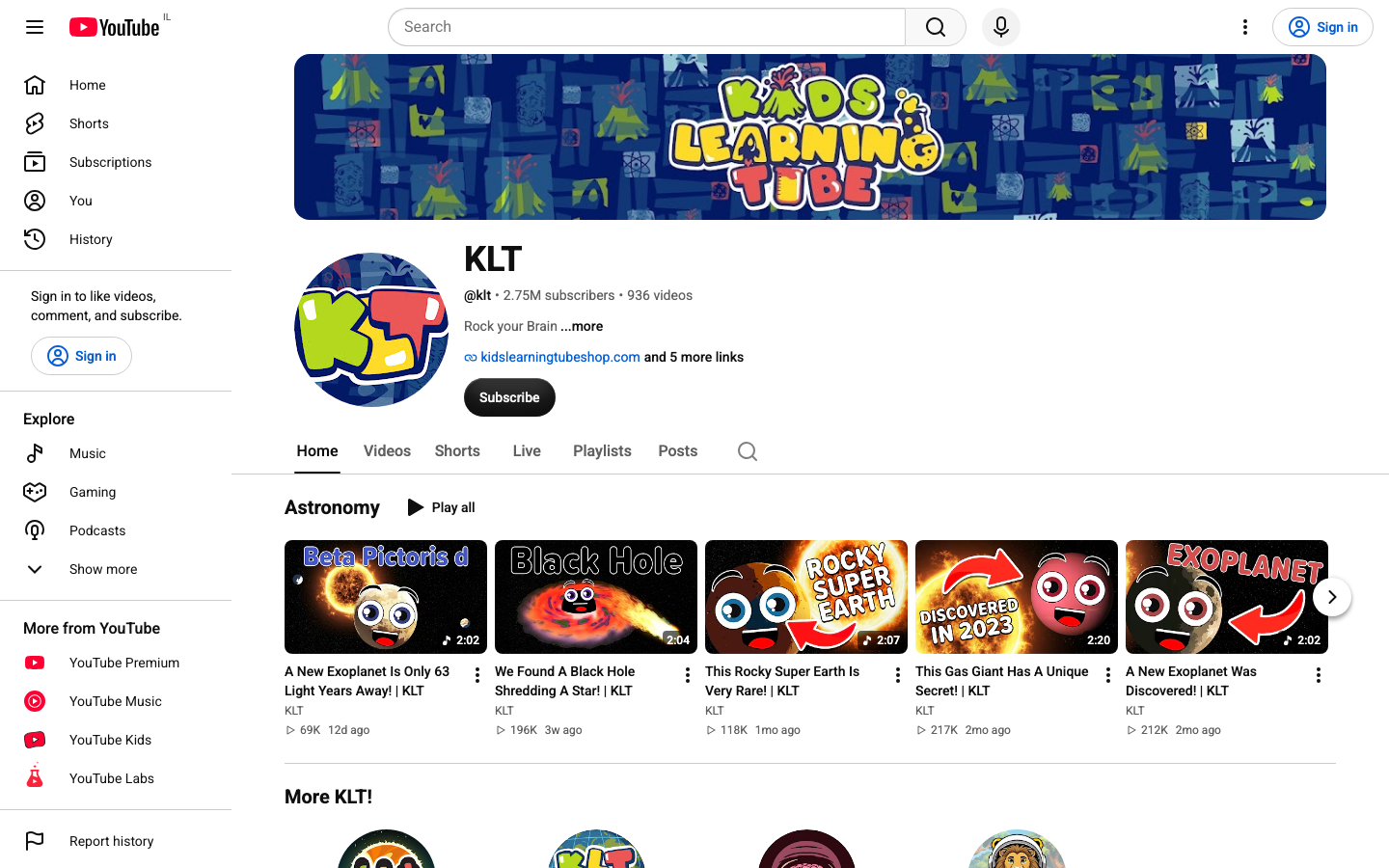 Screenshot of Kids Learning Tube