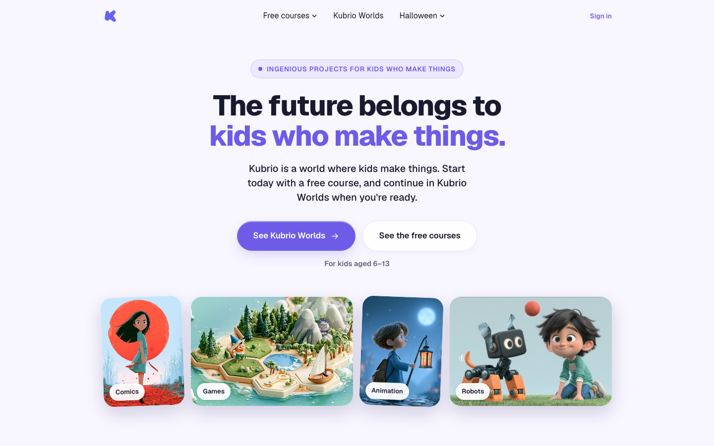 Screenshot of Kubrio Maker Learning
