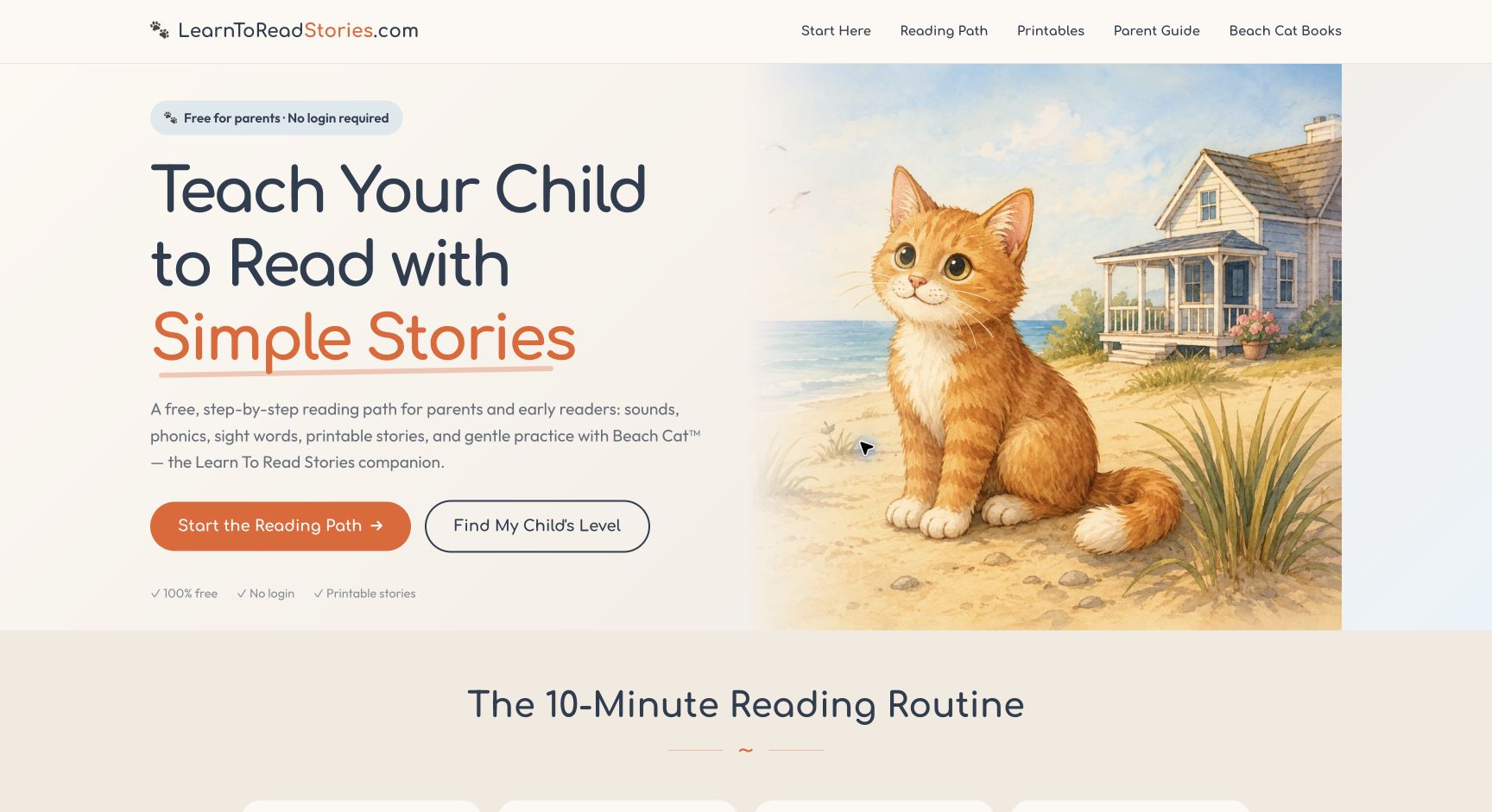 Screenshot of LearnToReadStories.com