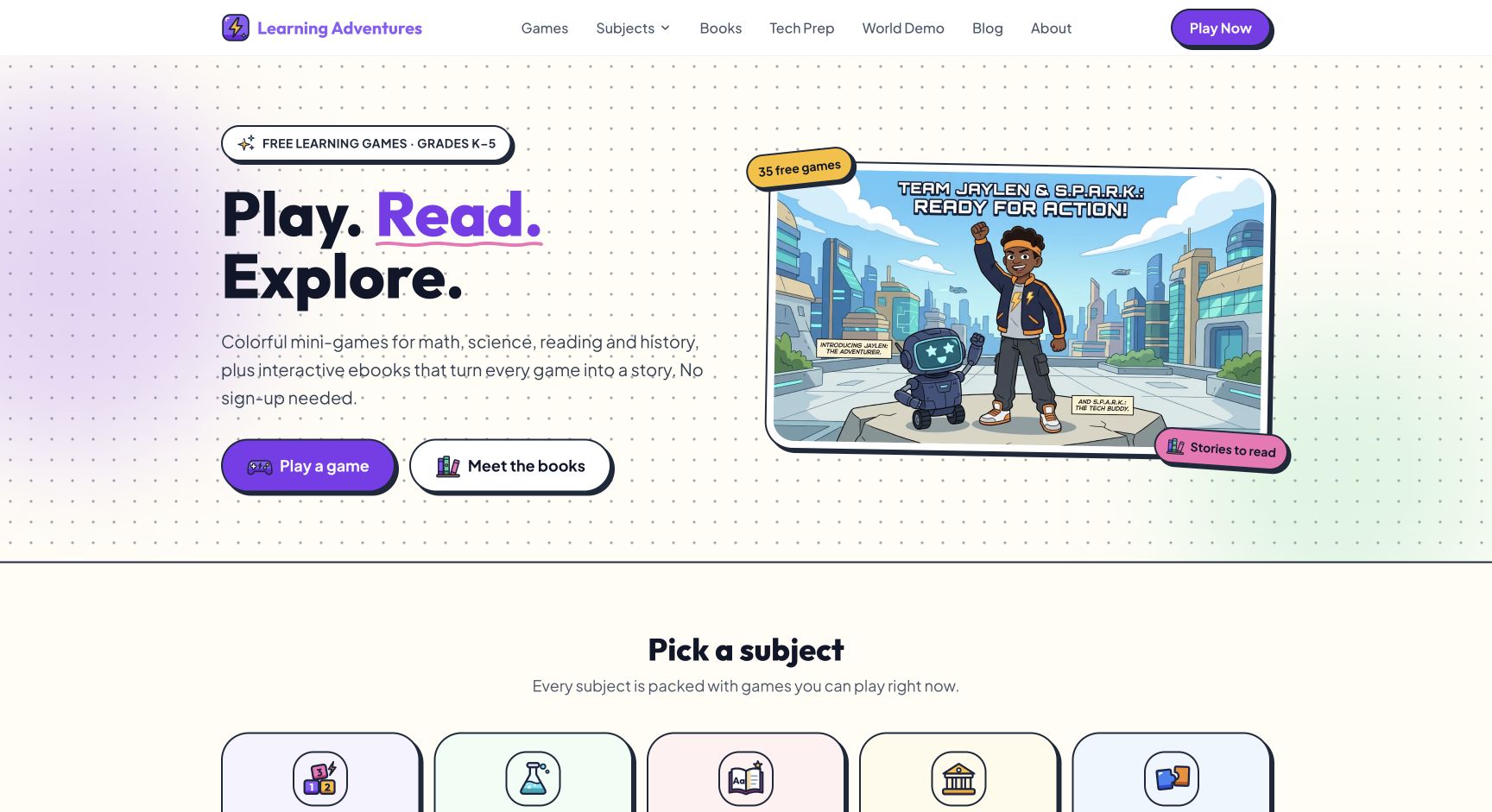 Screenshot of Learning Adventures
