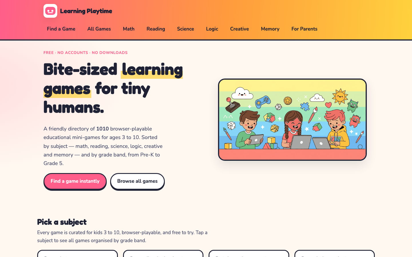 Screenshot of Learning Playtime