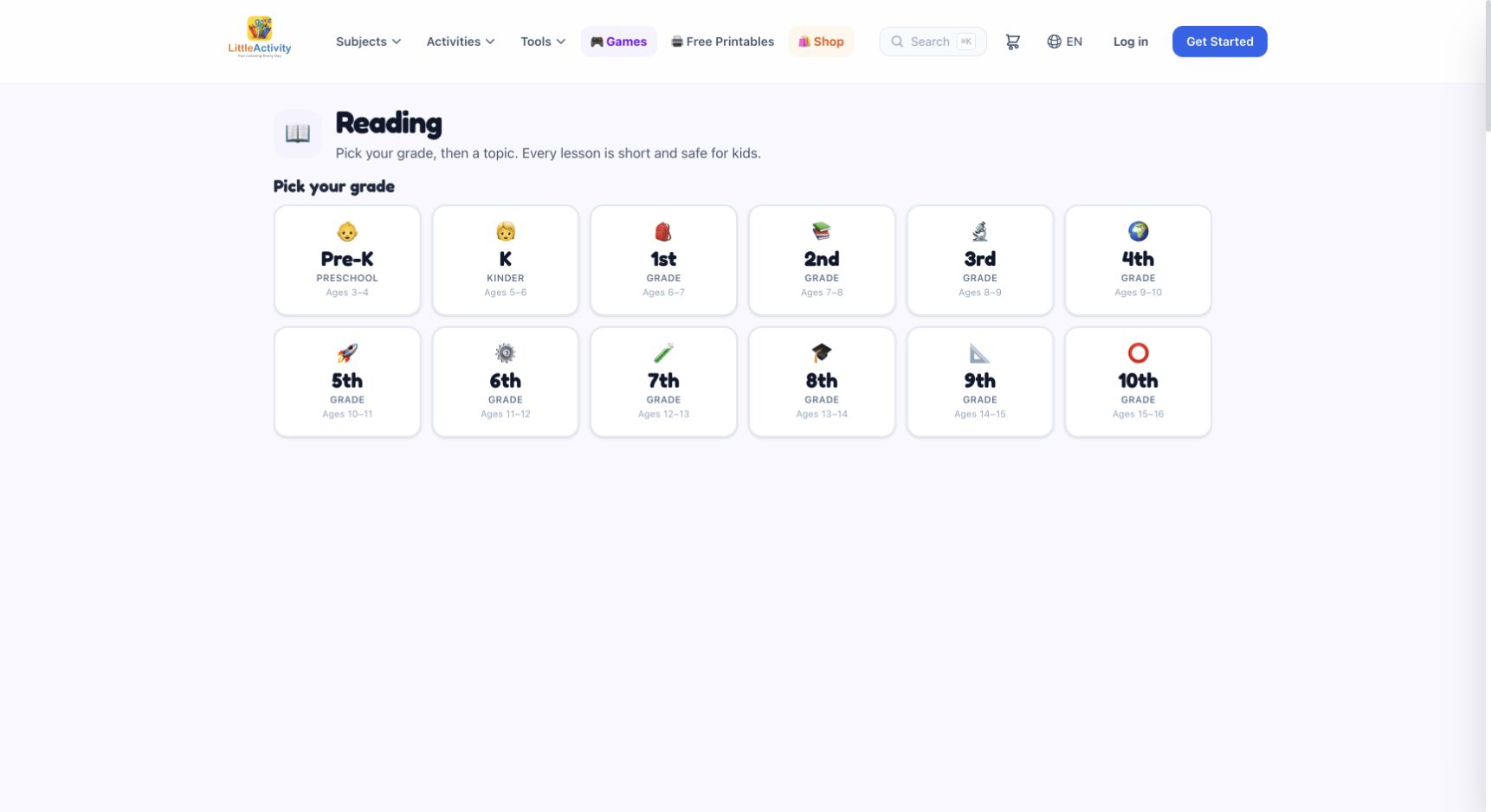 Screenshot of LittleActivity Reading
