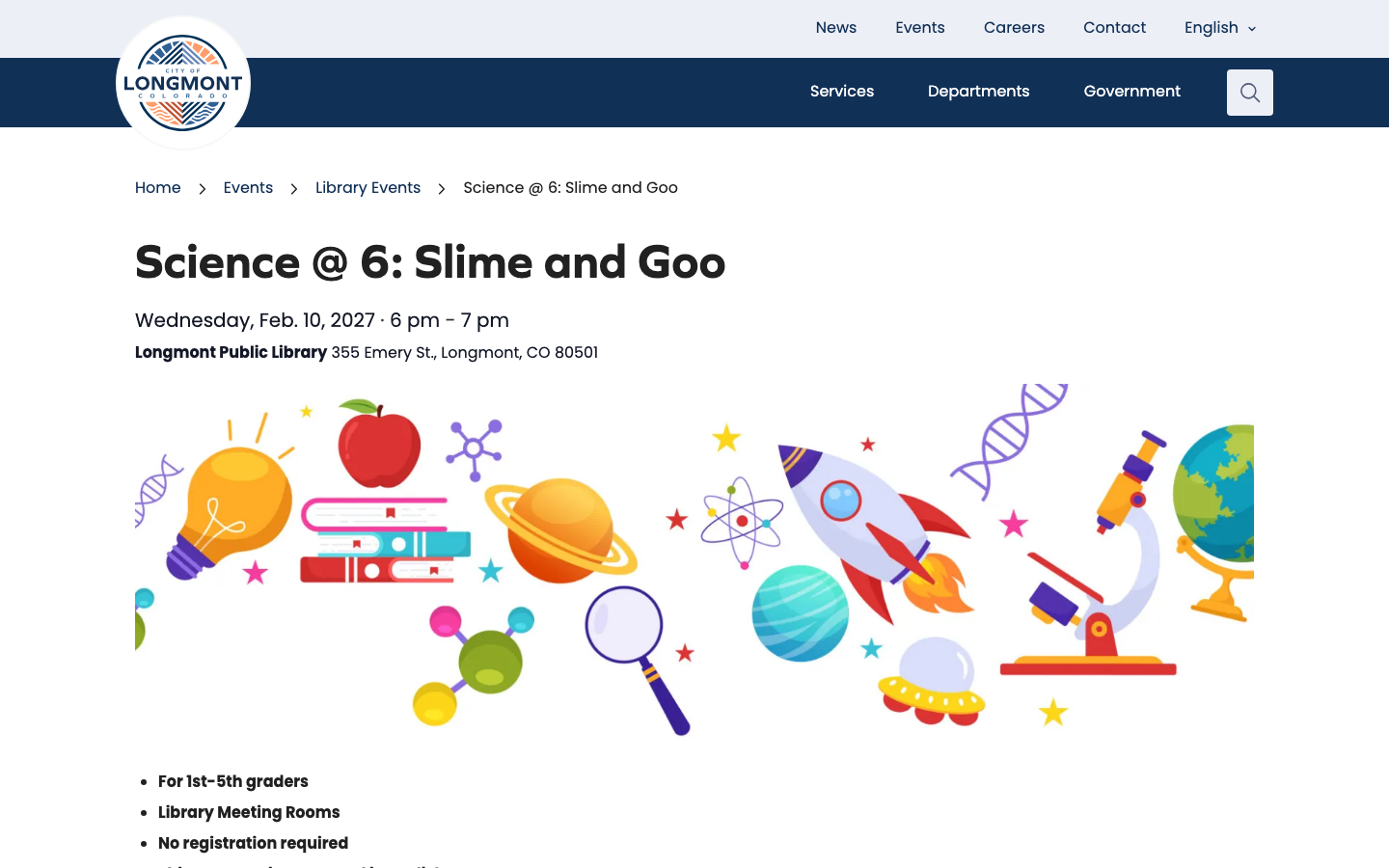 Screenshot of Longmont Public Library Science @ 6: Slime and Goo