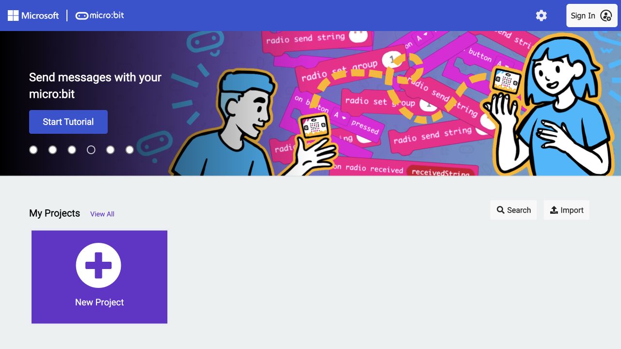 Screenshot of Microsoft MakeCode for micro:bit
