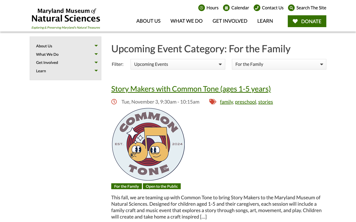 Screenshot of Maryland Museum of Natural Sciences: Story Makers