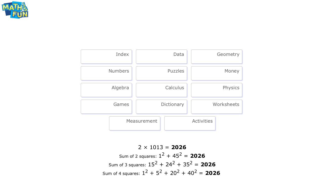 Screenshot of Math Is Fun
