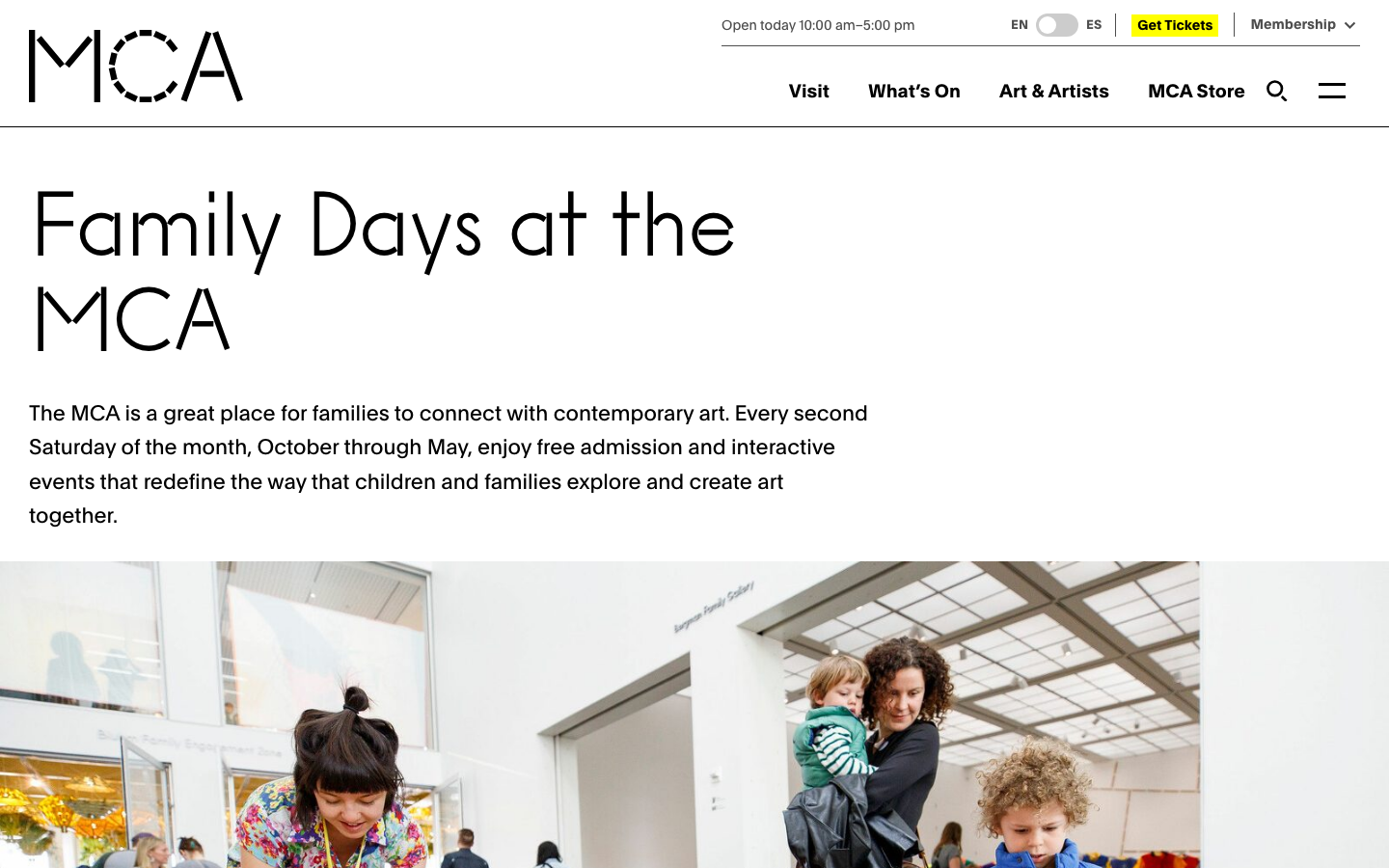 Screenshot of MCA Chicago Family Days