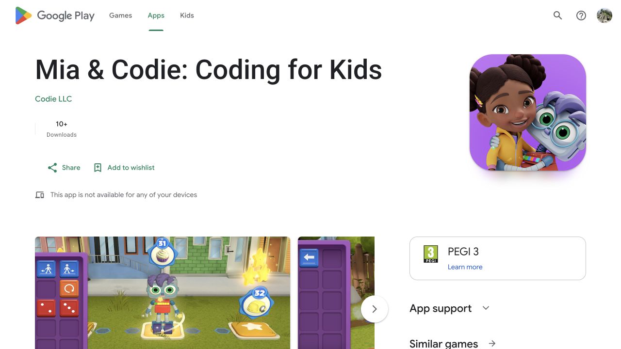 Screenshot of Mia & Codie: Coding for Kids