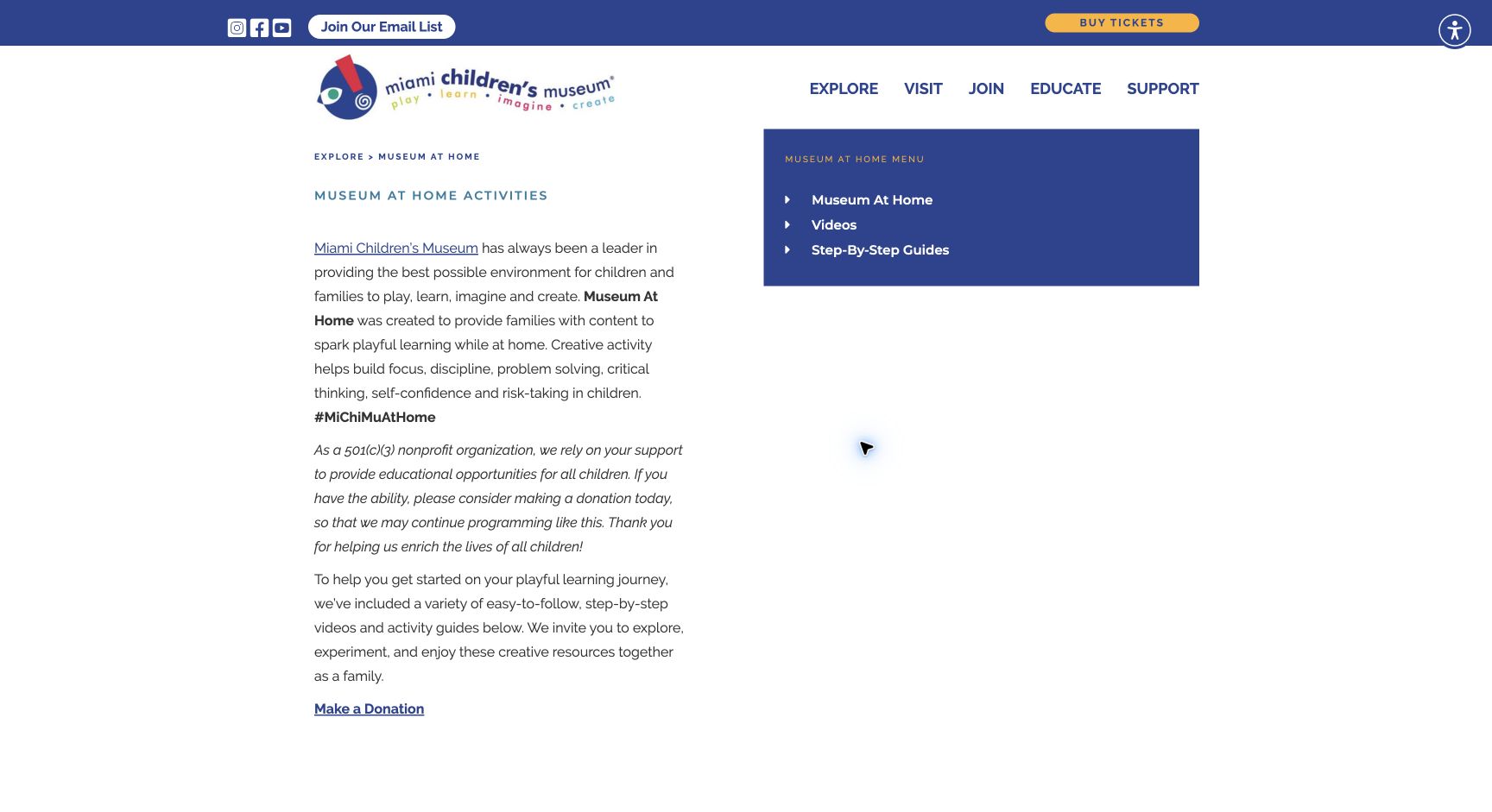 Screenshot of Miami Children's Museum At Home