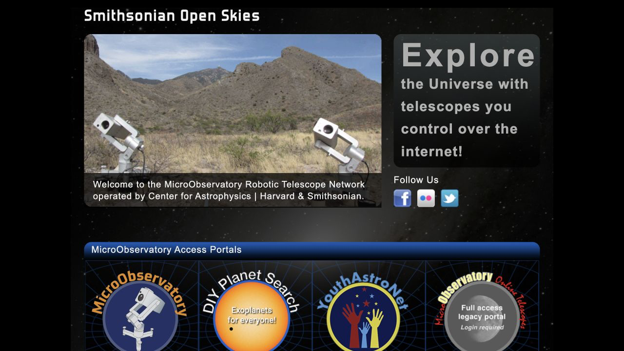 Screenshot of MicroObservatory Robotic Telescope Network