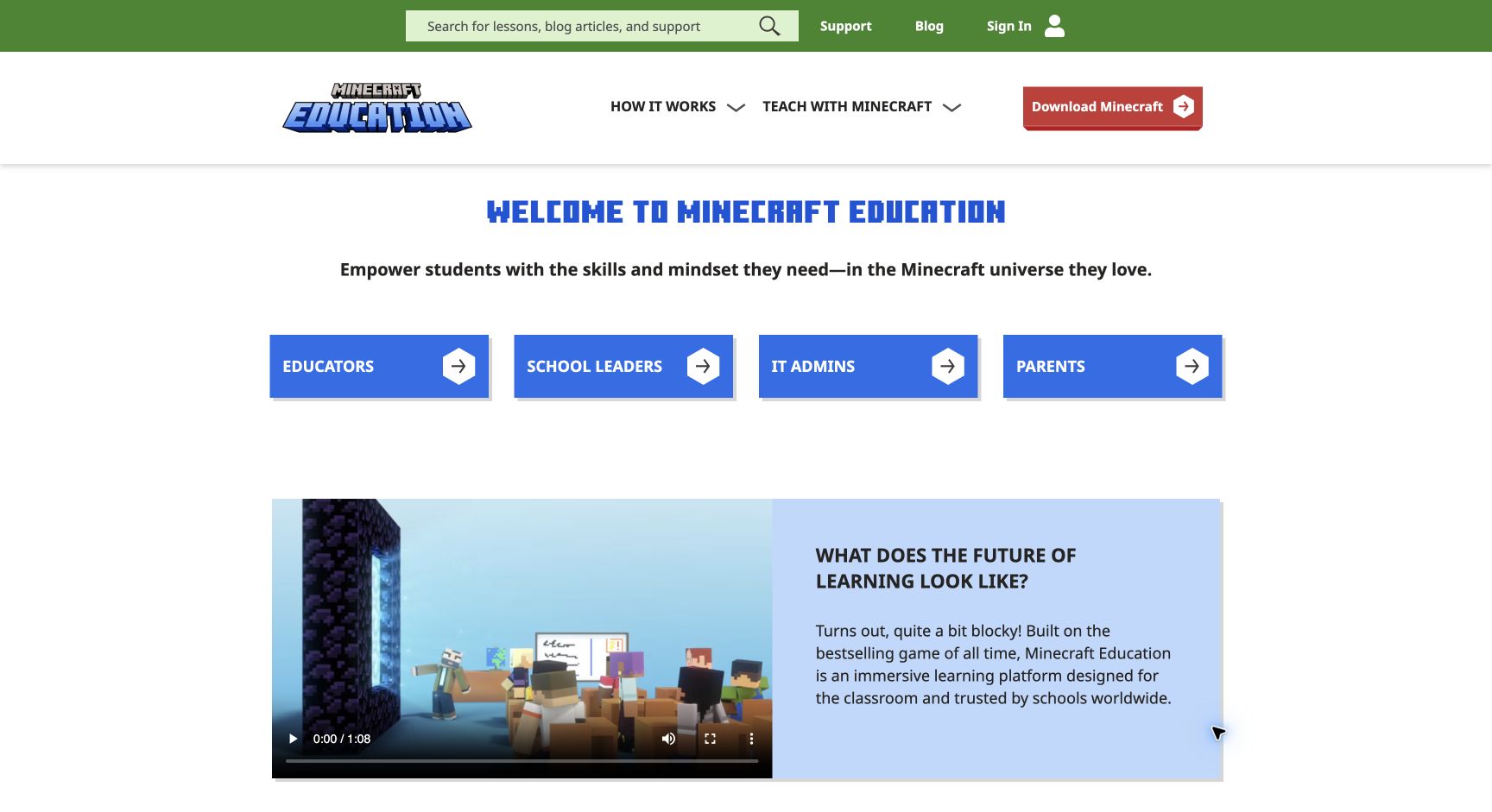 Screenshot of Minecraft Education