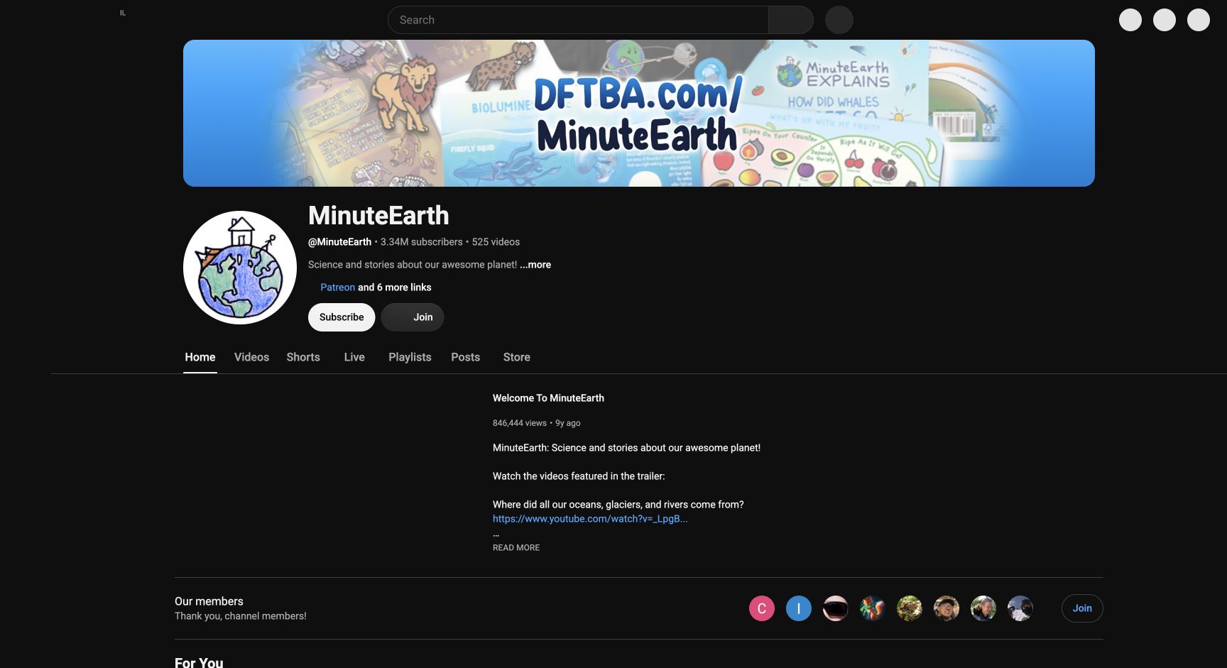 Screenshot of MinuteEarth YouTube