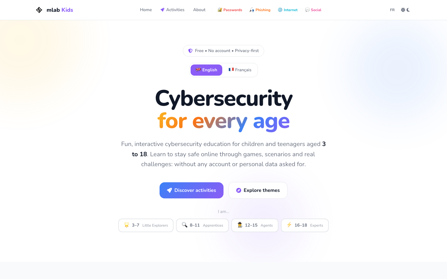Screenshot of mlab Kids Cybersecurity