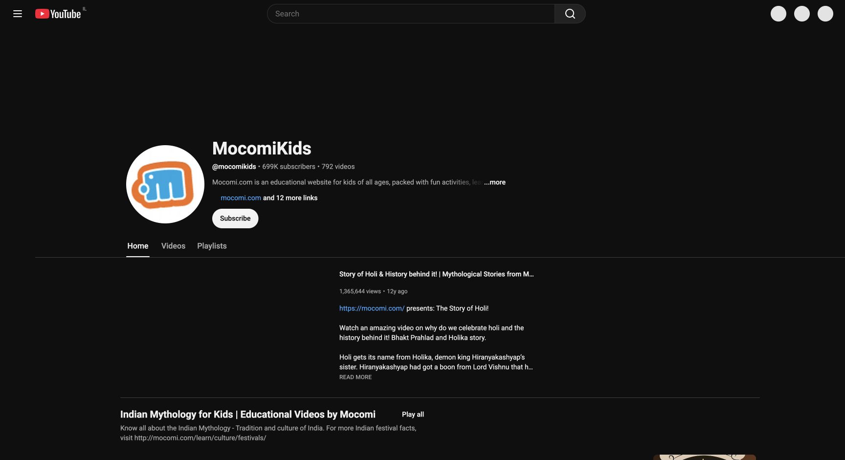 Screenshot of MocomiKids
