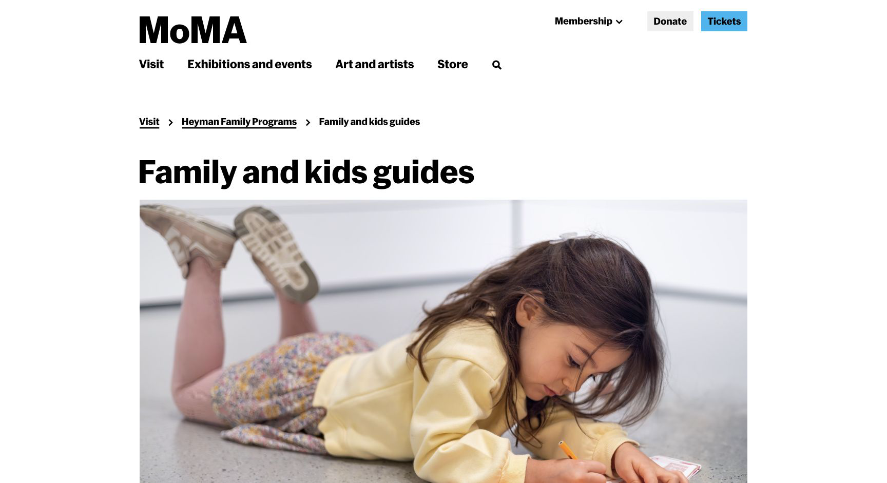 Screenshot of MoMA Family and Kids Guides