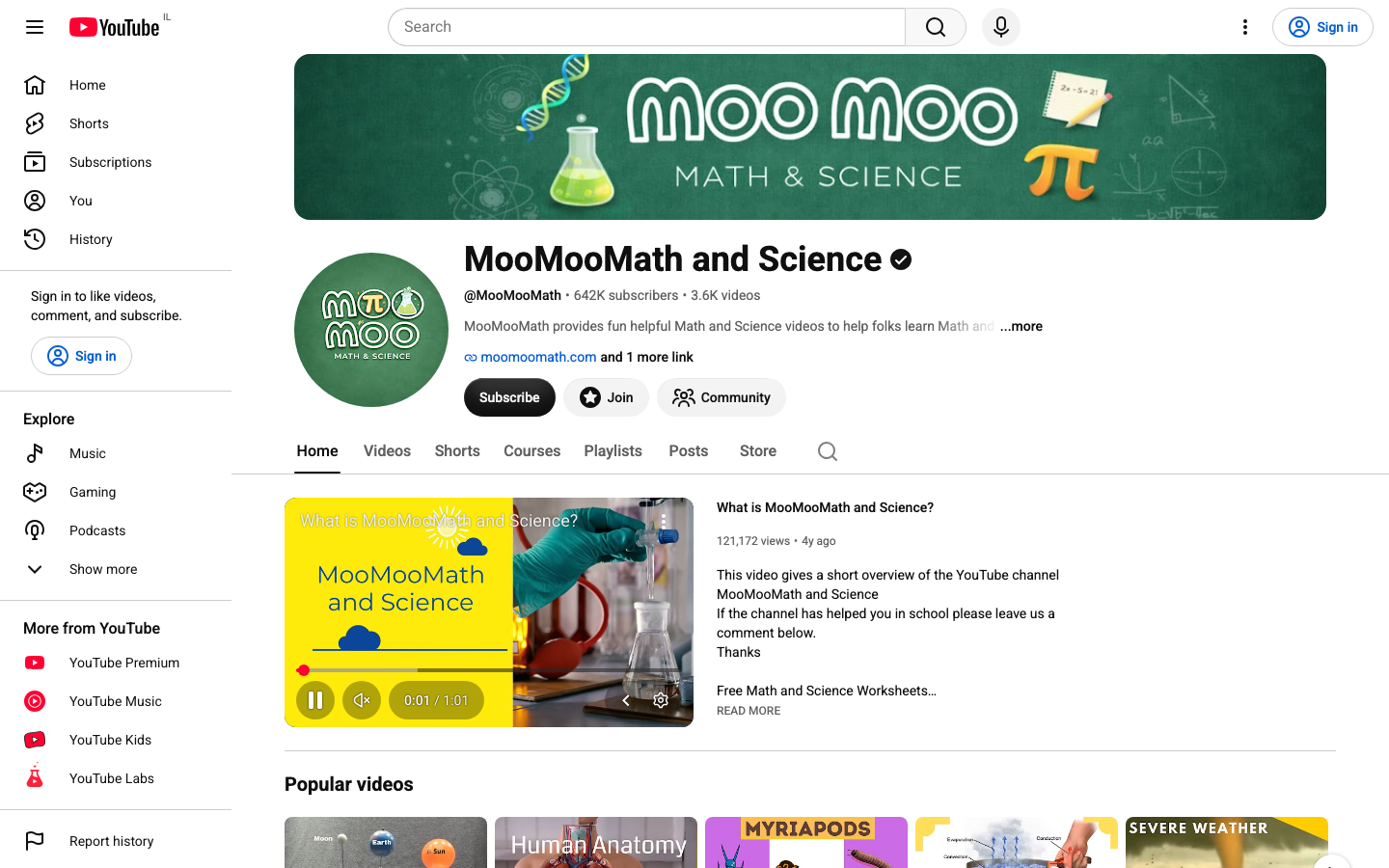 Screenshot of MooMooMath and Science