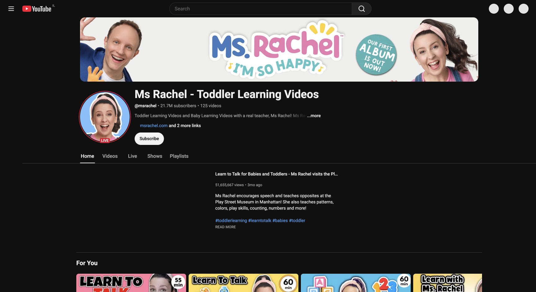 Screenshot of Ms Rachel – Toddler Learning Videos