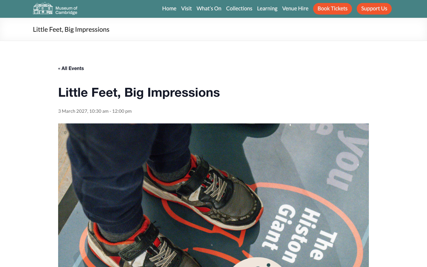 Screenshot of Museum of Cambridge: Little Feet, Big Impressions