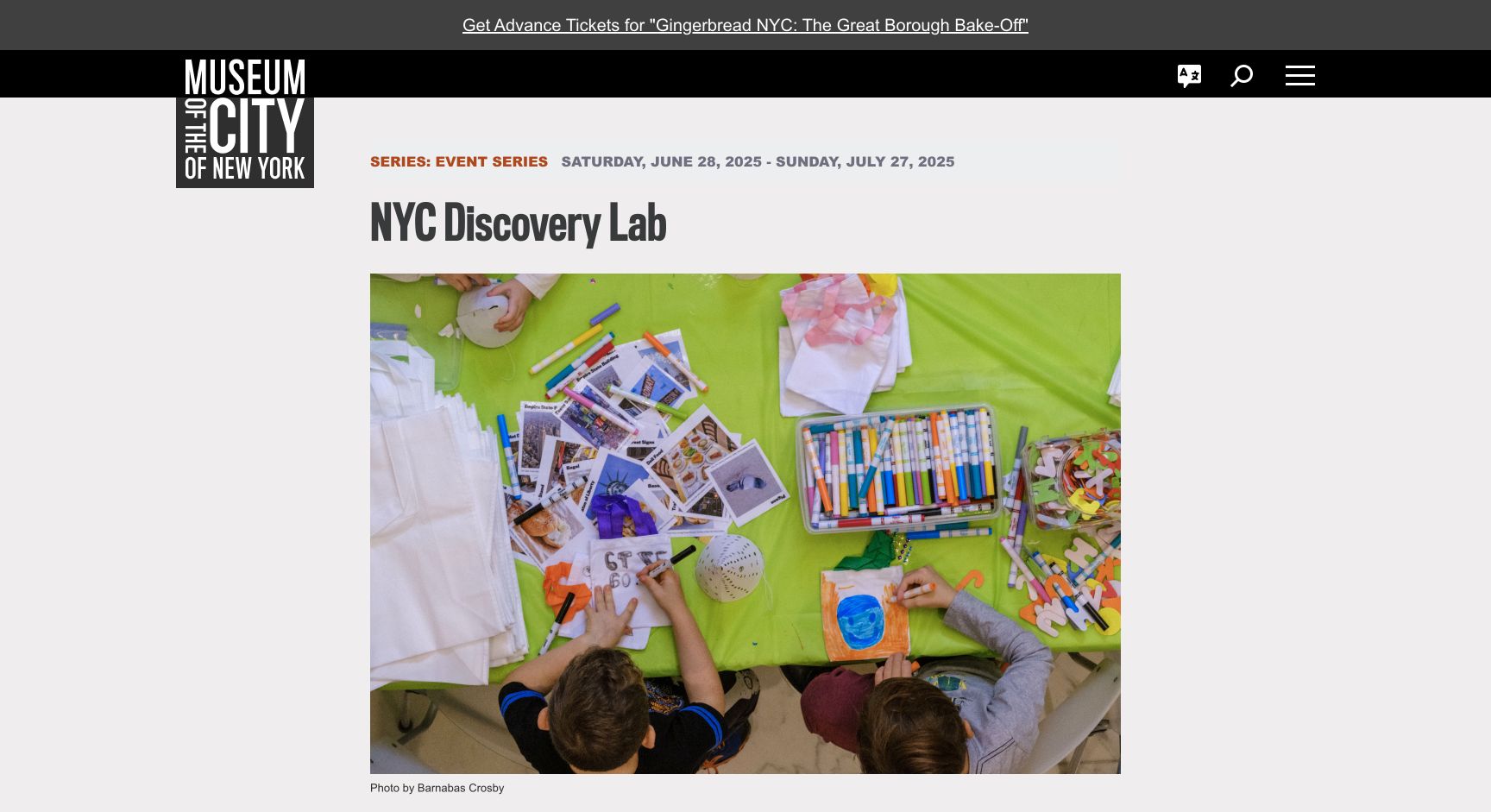Screenshot of NYC Discovery Lab