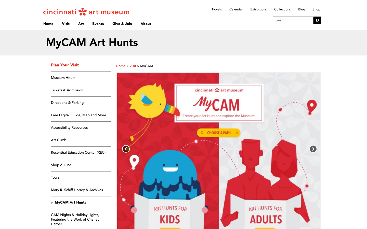 Screenshot of MyCAM Art Hunts
