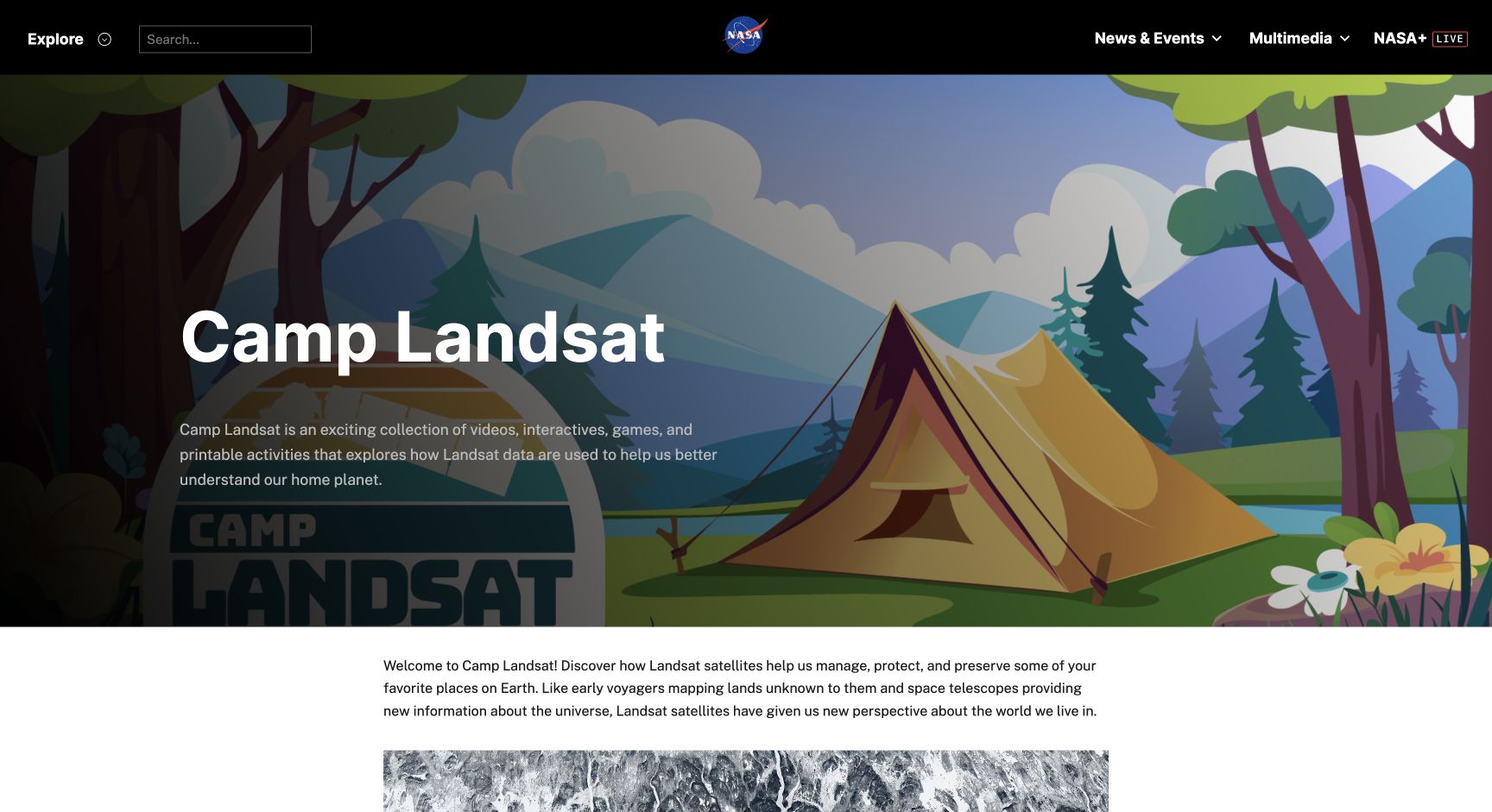 Screenshot of NASA Camp Landsat